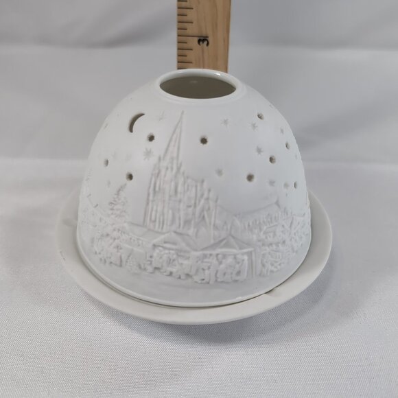 Starlight Hellmann-Versand Bisque Lithopane White Christmas 0816 Candle Holder - Picture 12 of 12